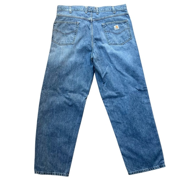 Vintage Carhartt Loose Fit Jeans Medium Wash Blue Denim B189 LVN 40x34 - Picture 2 of 11